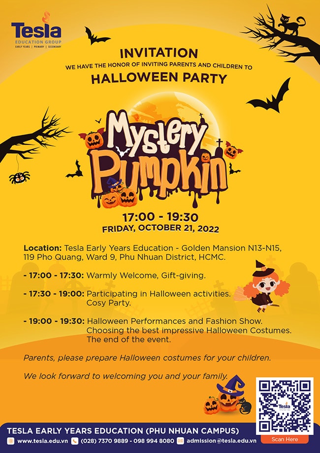 Tesla Early Years Halloween2022 invitation EN