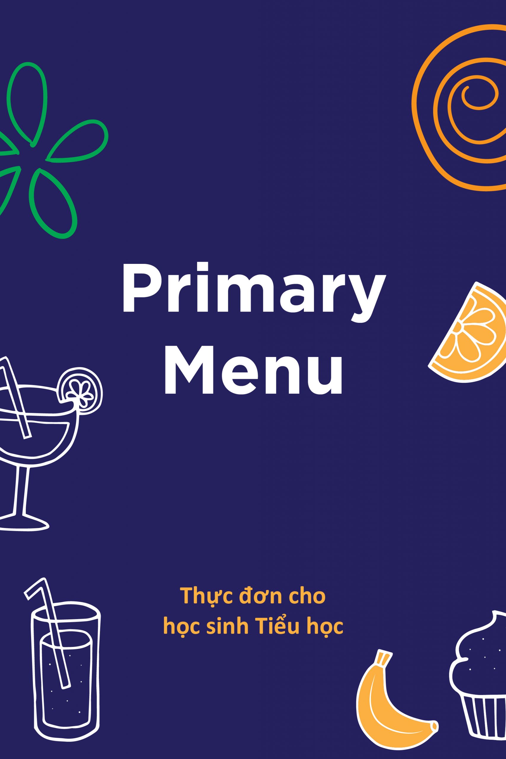 Thực đơn cho<br>học sinh Tiểu học